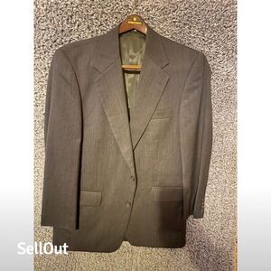 Vintage Claiborne Men's Charcoal Wool 1 Piece Blazer  Size 42R Formal Wear